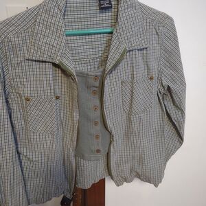 2 In 1 Plaid Women's Jacket and Top Set